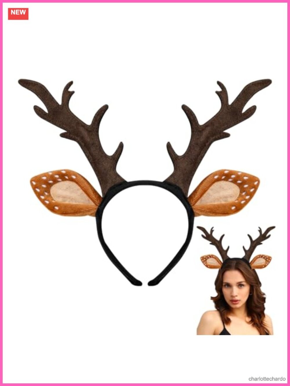 Deer Antlers Headband for Women Adults Cute Reindeer Costume Accessory